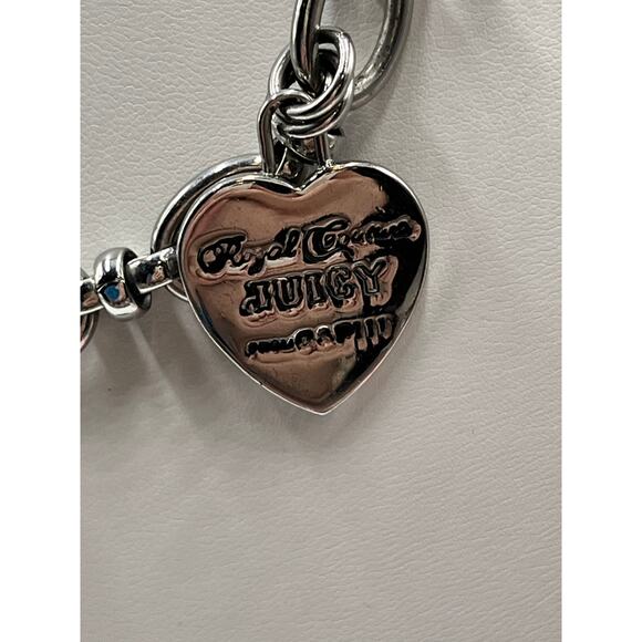 Juicy Couture‎ Vintage Silver Chain Link Heart Crown Charm Toggle 2000s Necklace - Picture 5 of 9